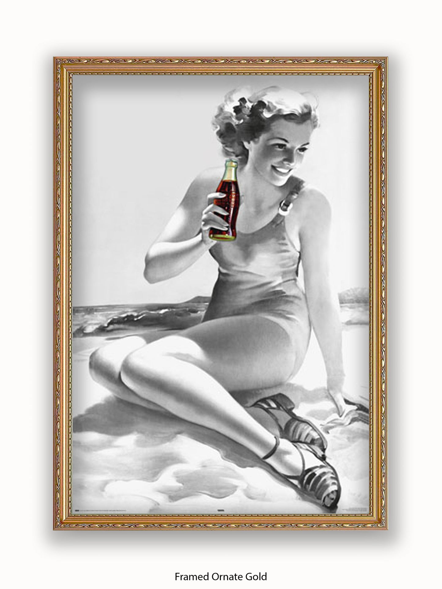 Coca Cola Beach Girl b/w Poster