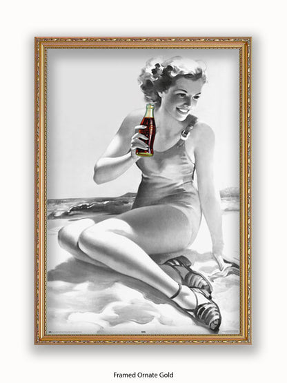 Coca Cola Beach Girl b/w Poster