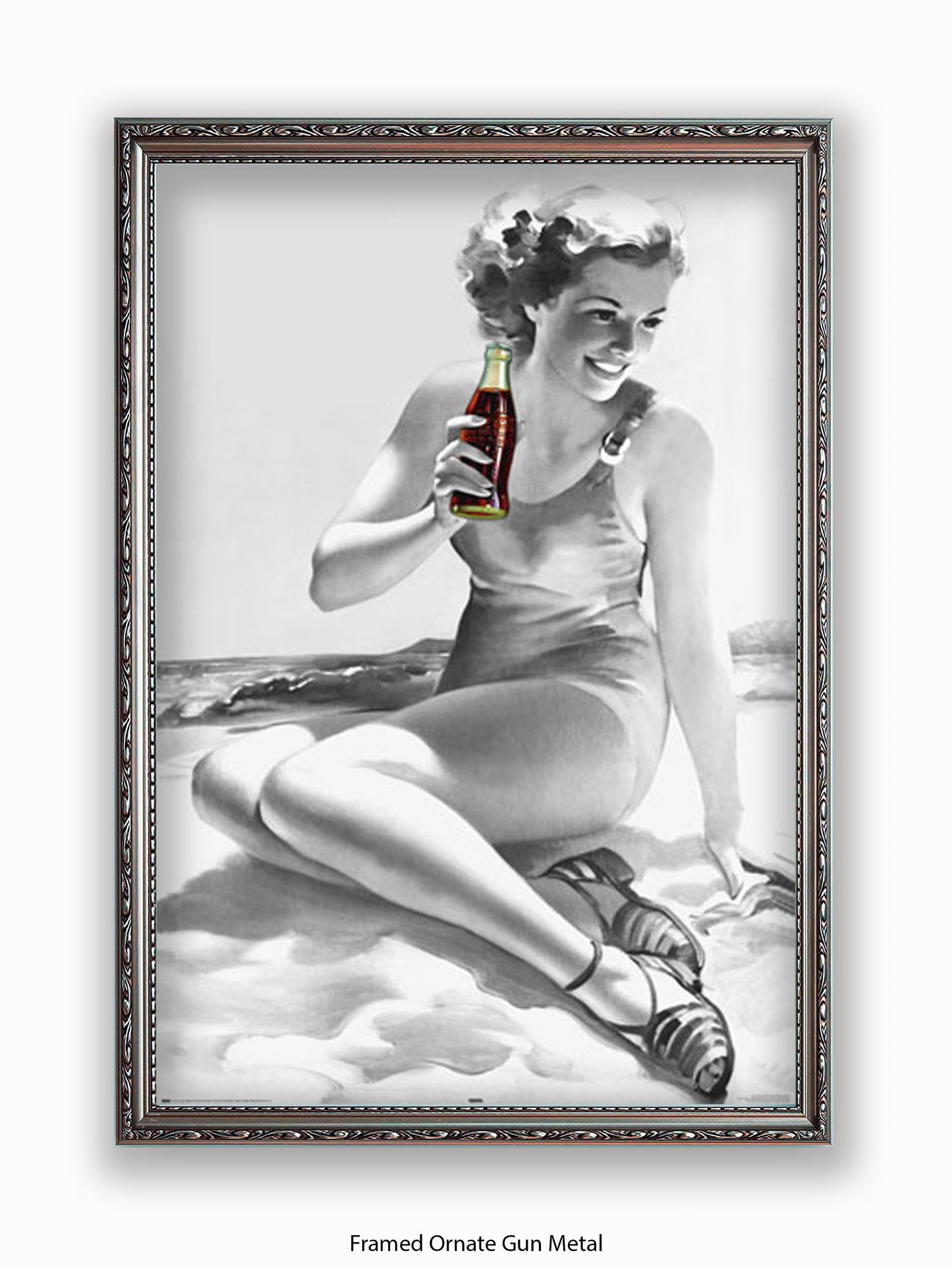Coca Cola Beach Girl b/w Poster