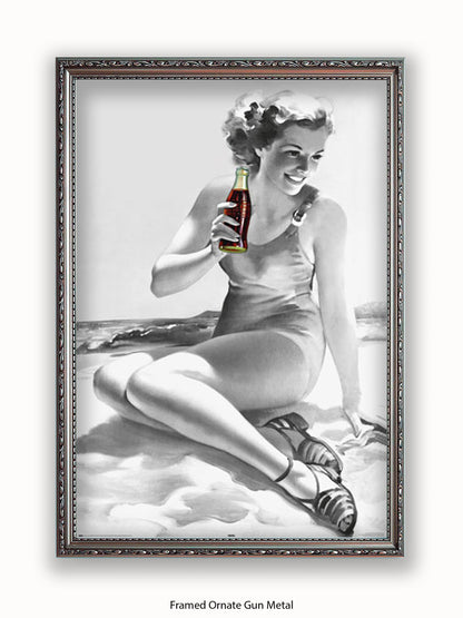 Coca Cola Beach Girl b/w Poster