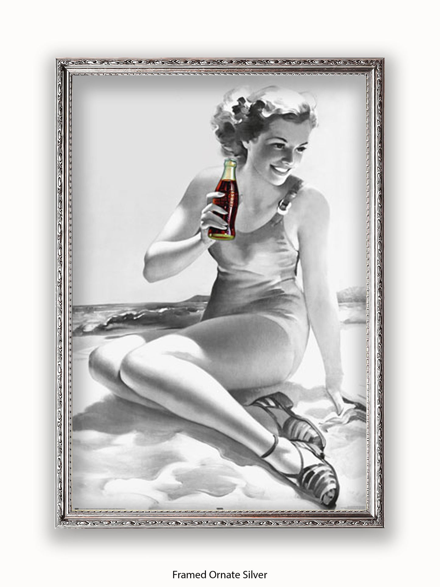 Coca Cola Beach Girl b/w Poster