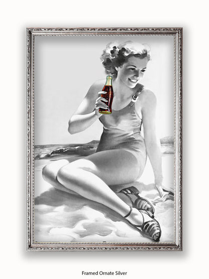 Coca Cola Beach Girl b/w Poster