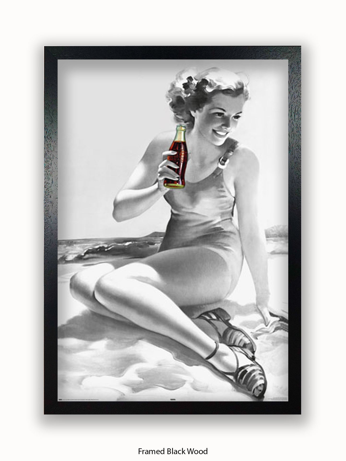 Coca Cola Beach Girl b/w Poster