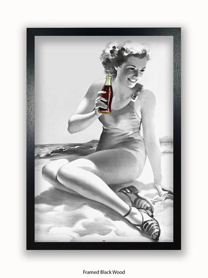 Coca Cola Beach Girl b/w Poster