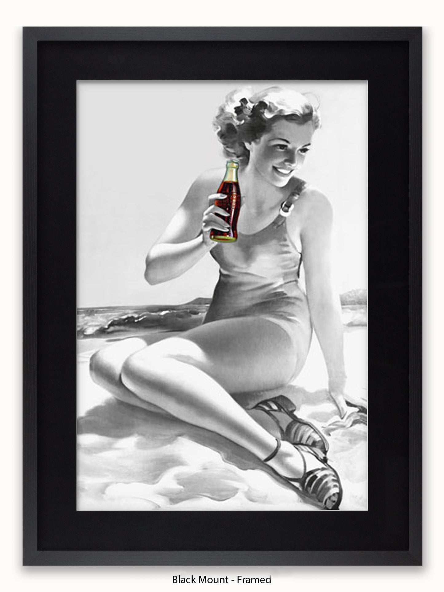 Coca Cola Beach Girl b/w Poster