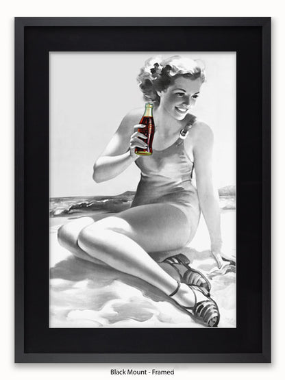 Coca Cola Beach Girl b/w Poster