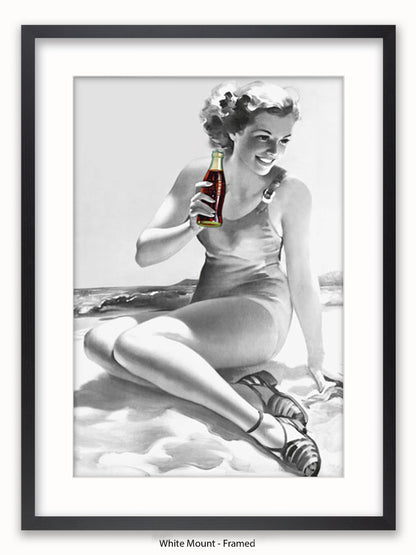 Coca Cola Beach Girl b/w Poster