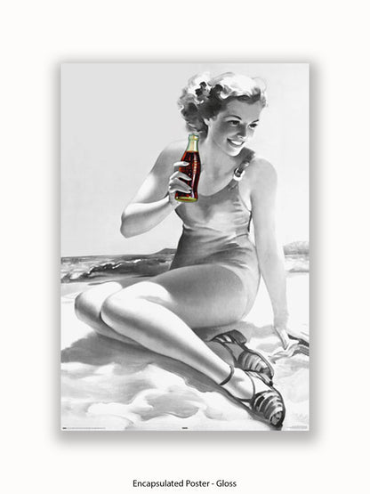 Coca Cola Beach Girl b/w Poster