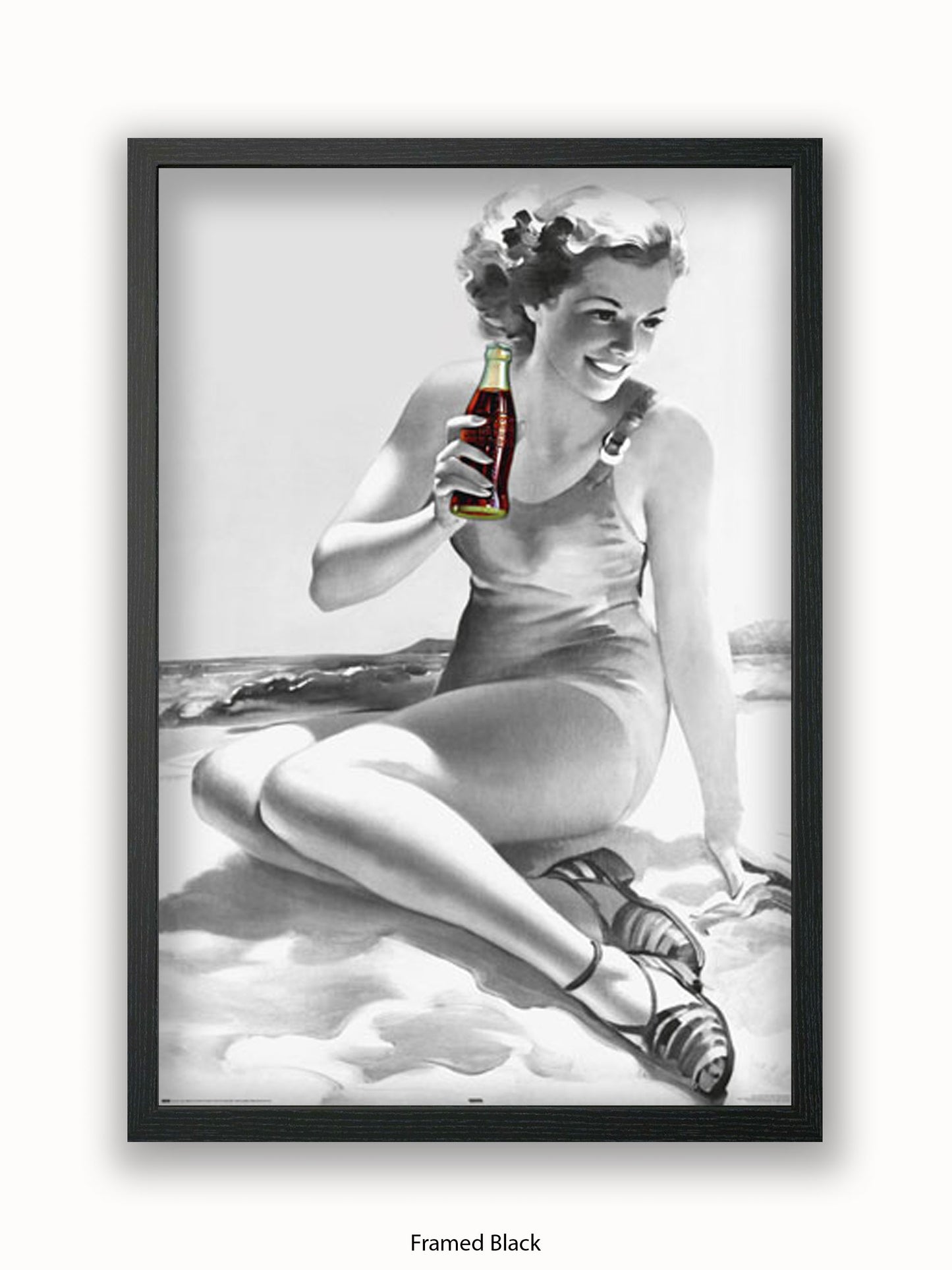 Coca Cola Beach Girl b/w Poster