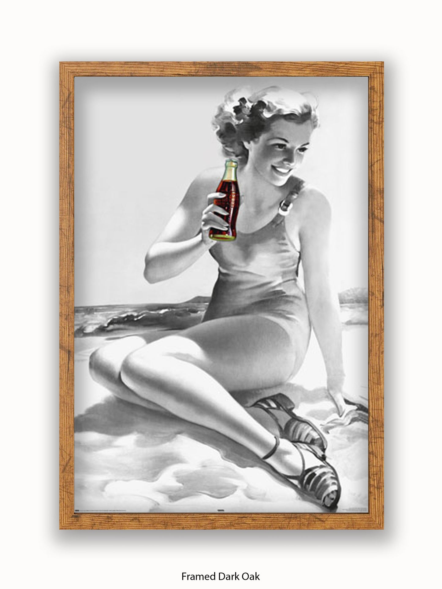 Coca Cola Beach Girl b/w Poster