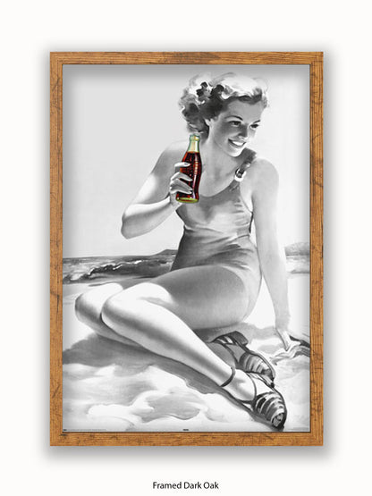 Coca Cola Beach Girl b/w Poster