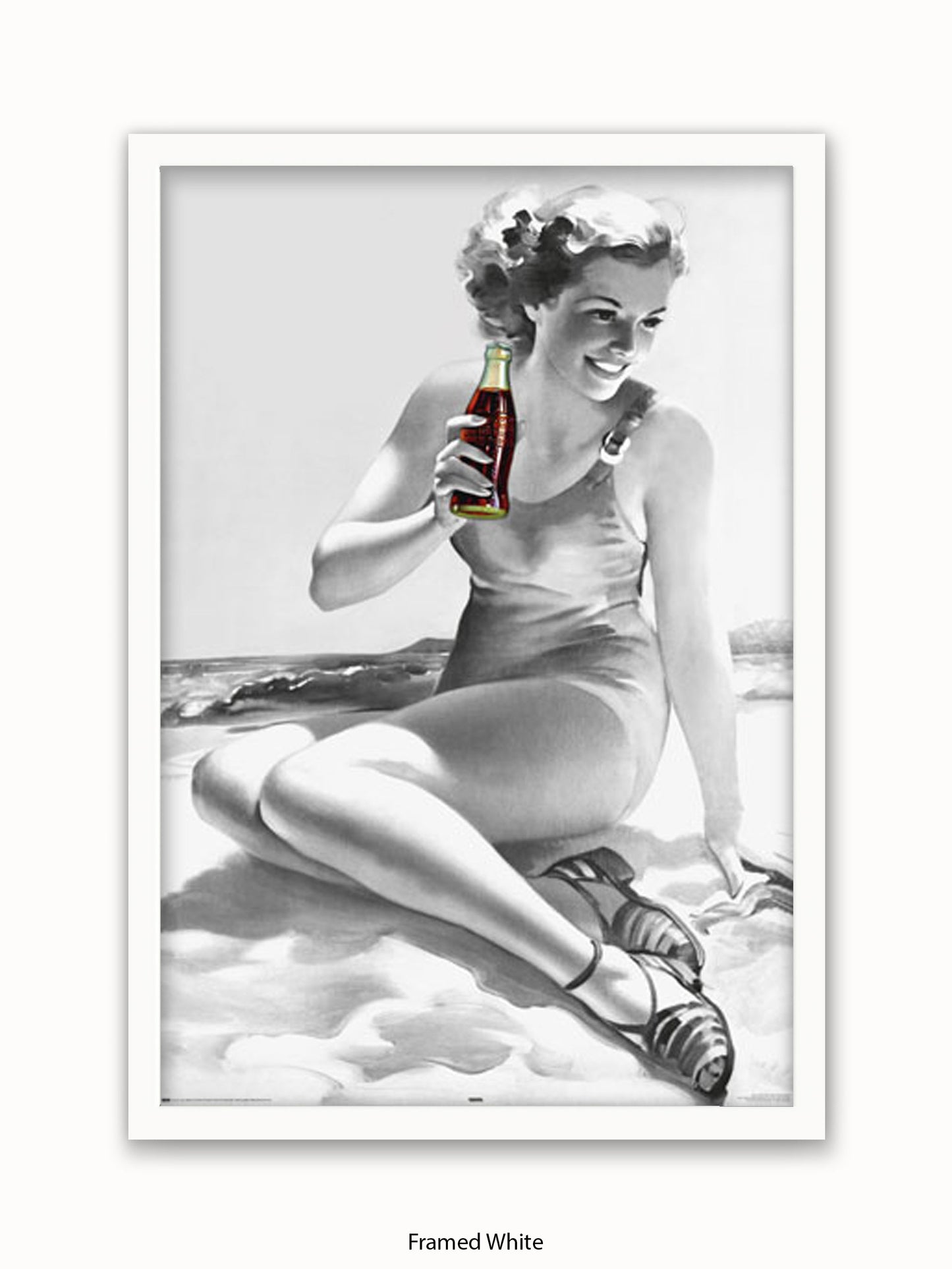 Coca Cola Beach Girl b/w Poster