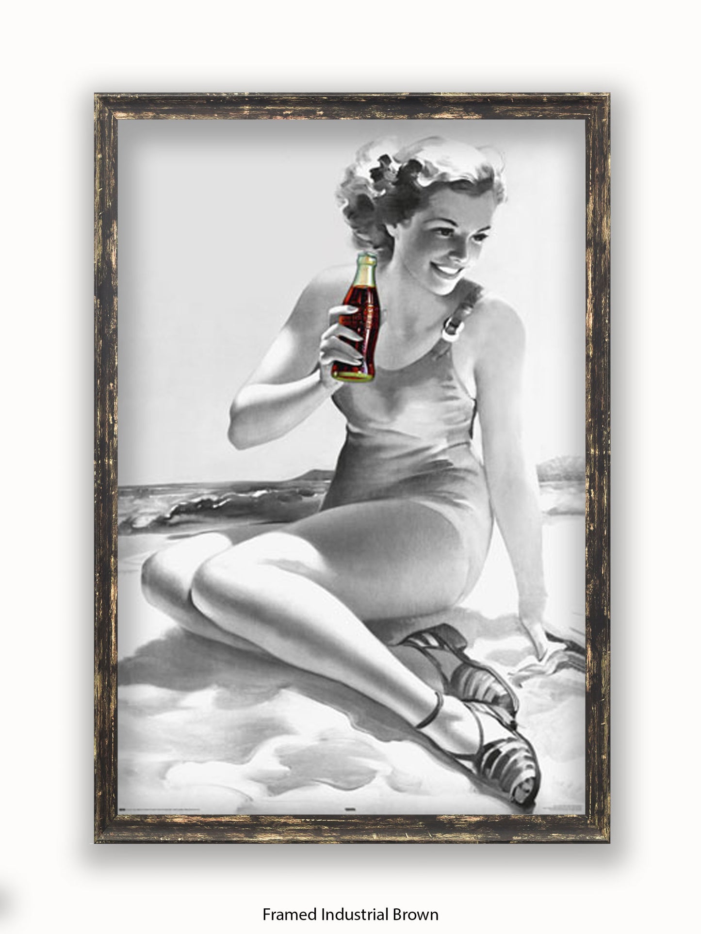 Coca Cola Beach Girl b/w Poster