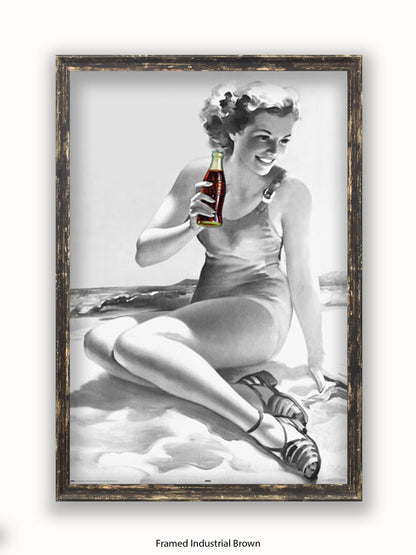 Coca Cola Beach Girl b/w Poster