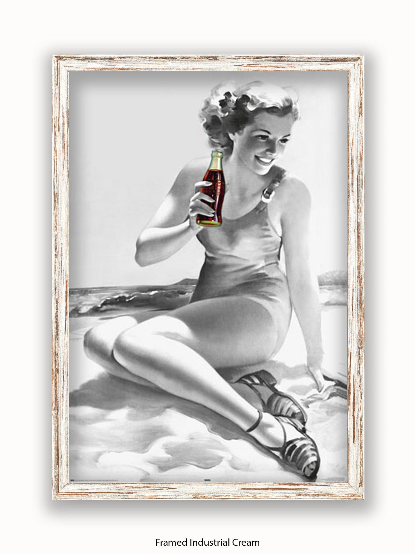 Coca Cola Beach Girl b/w Poster