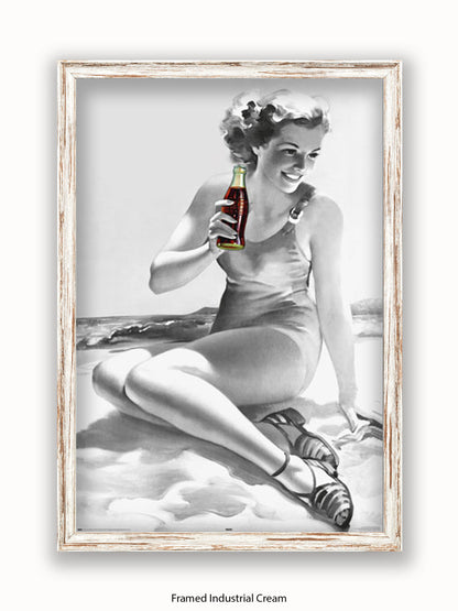 Coca Cola Beach Girl b/w Poster