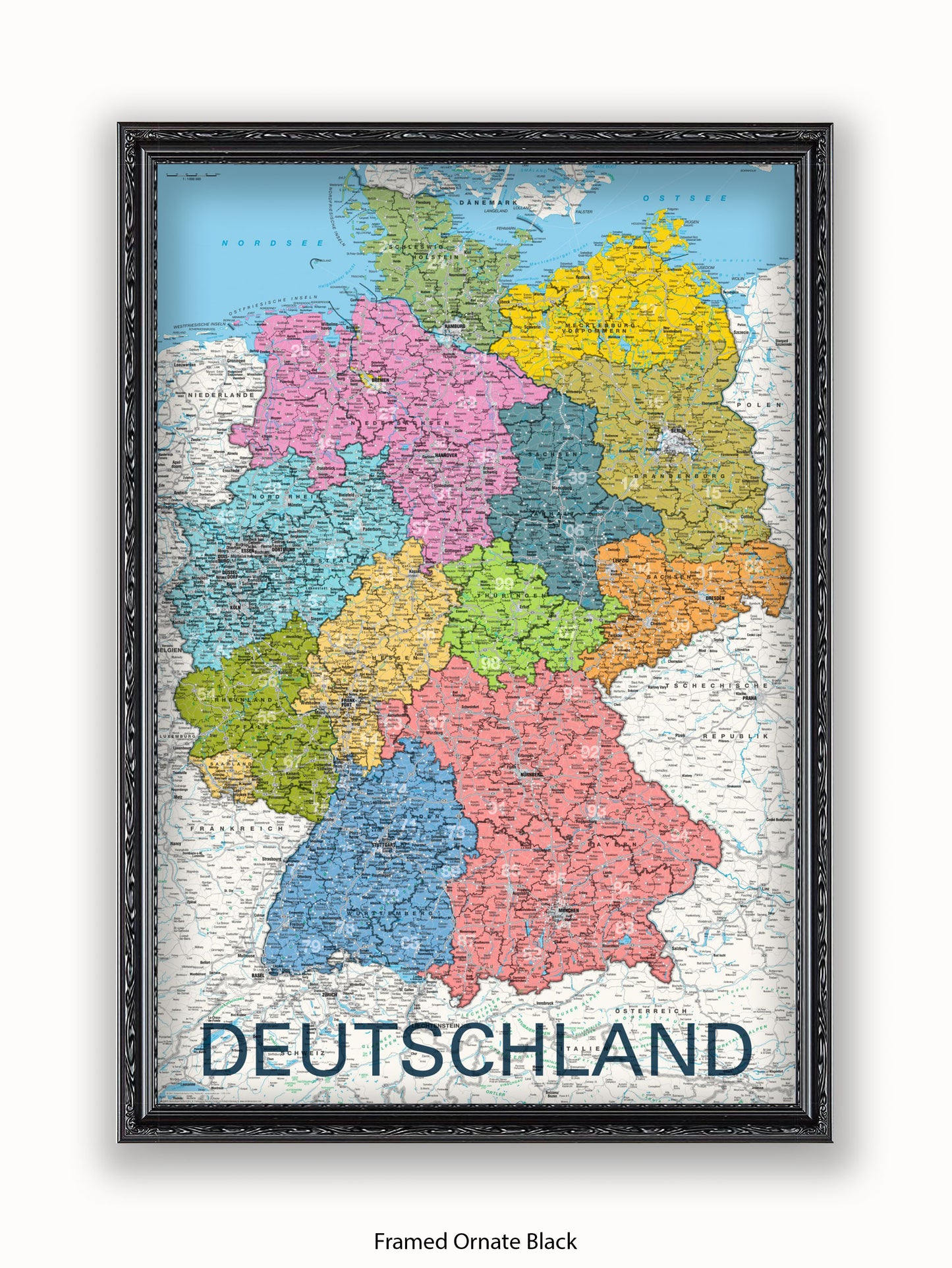 Deutschland Map German Language Poster