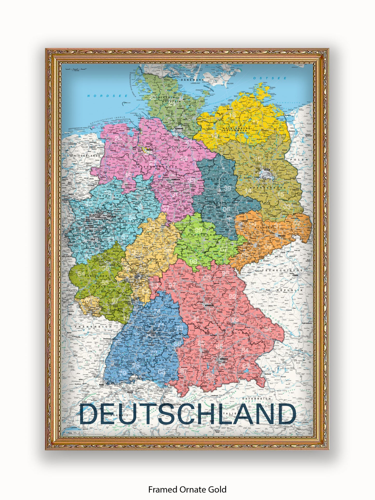 Deutschland Map German Language Poster