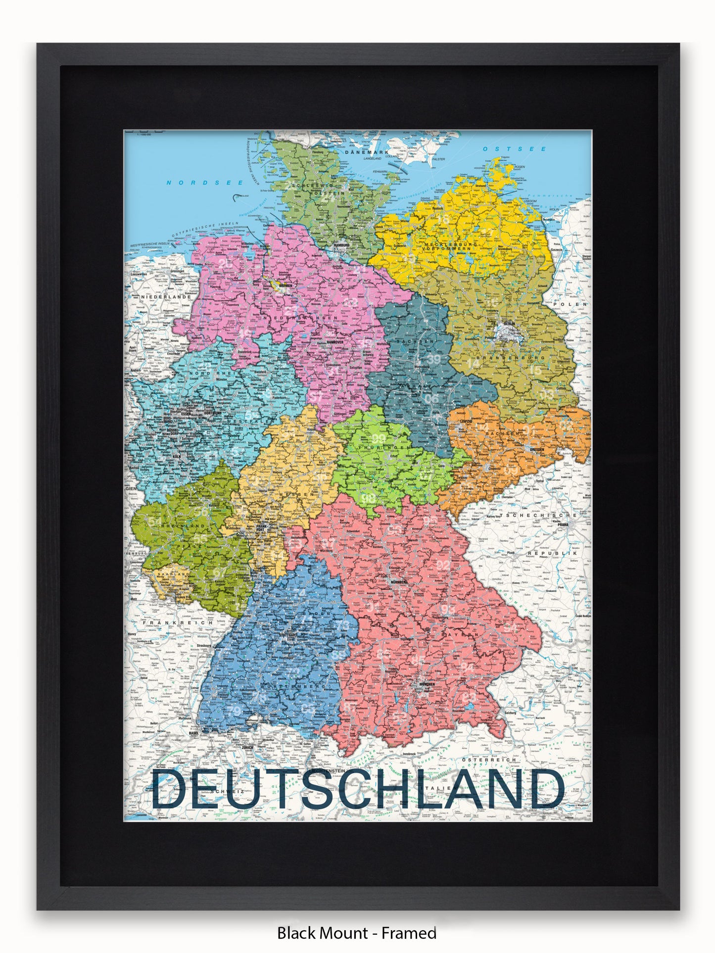 Deutschland Map German Language Poster