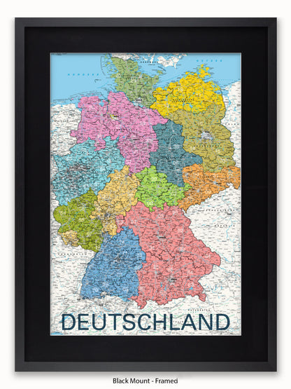 Deutschland Map German Language Poster