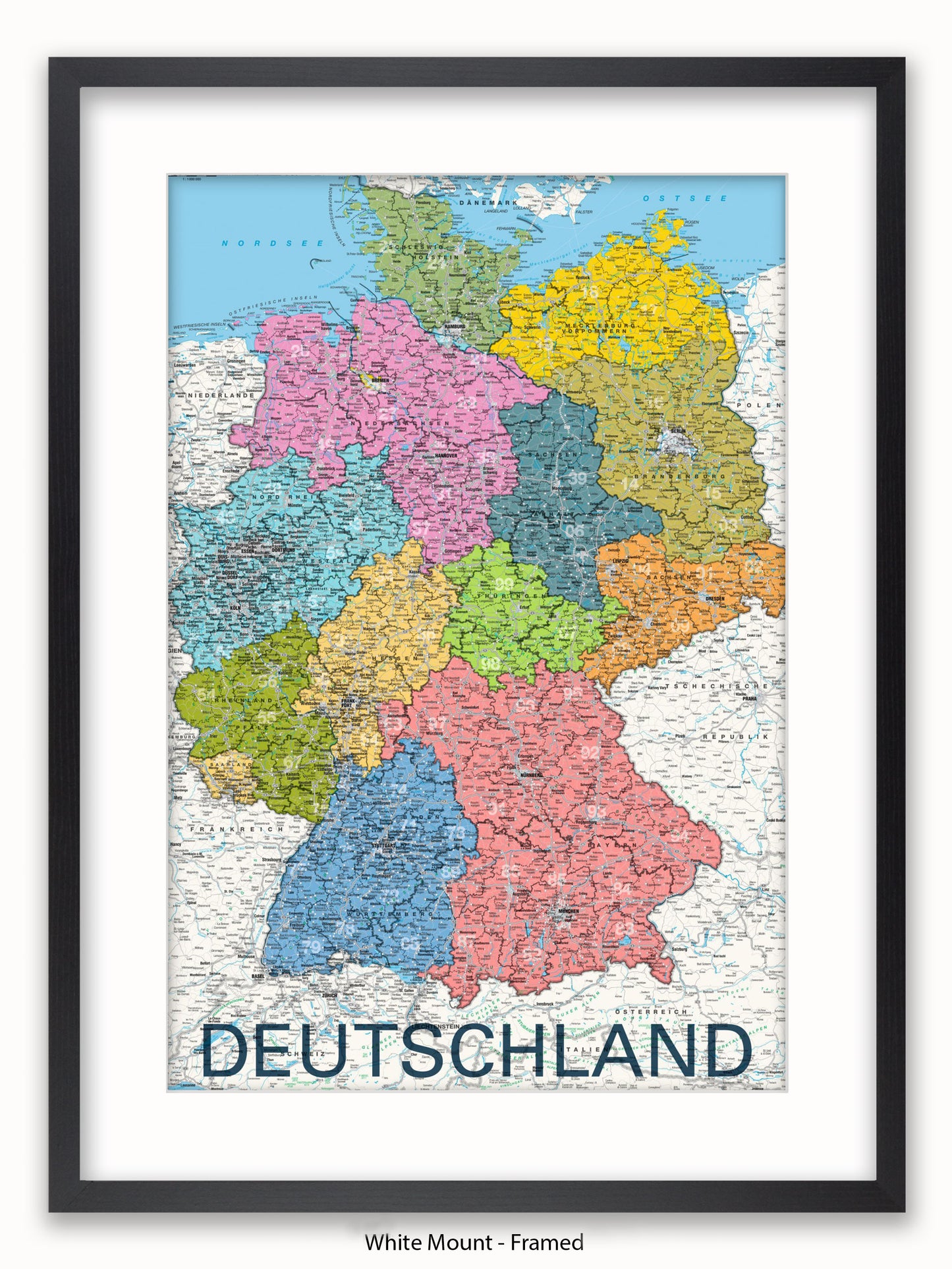 Deutschland Map German Language Poster