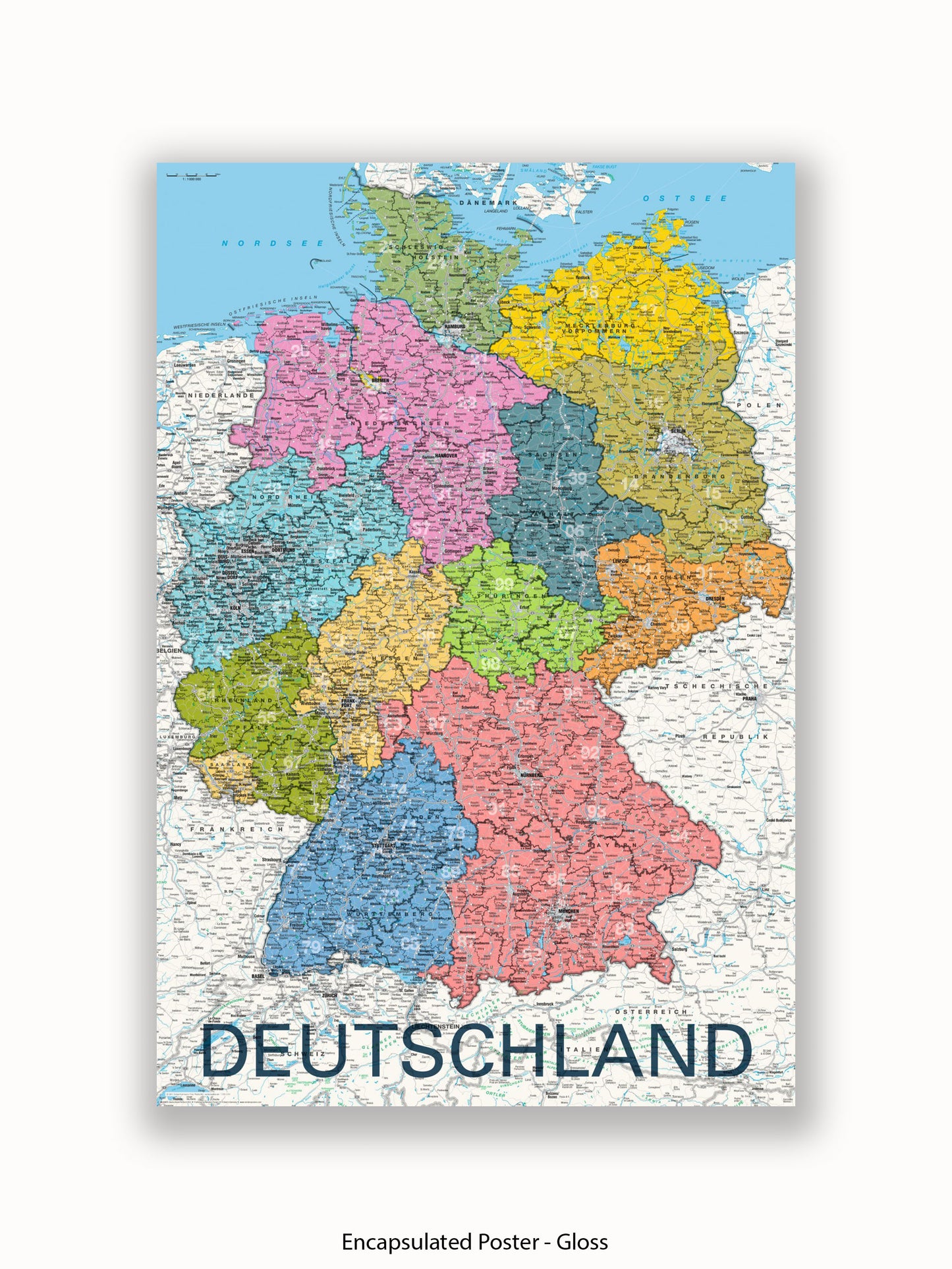 Deutschland Map German Language Poster