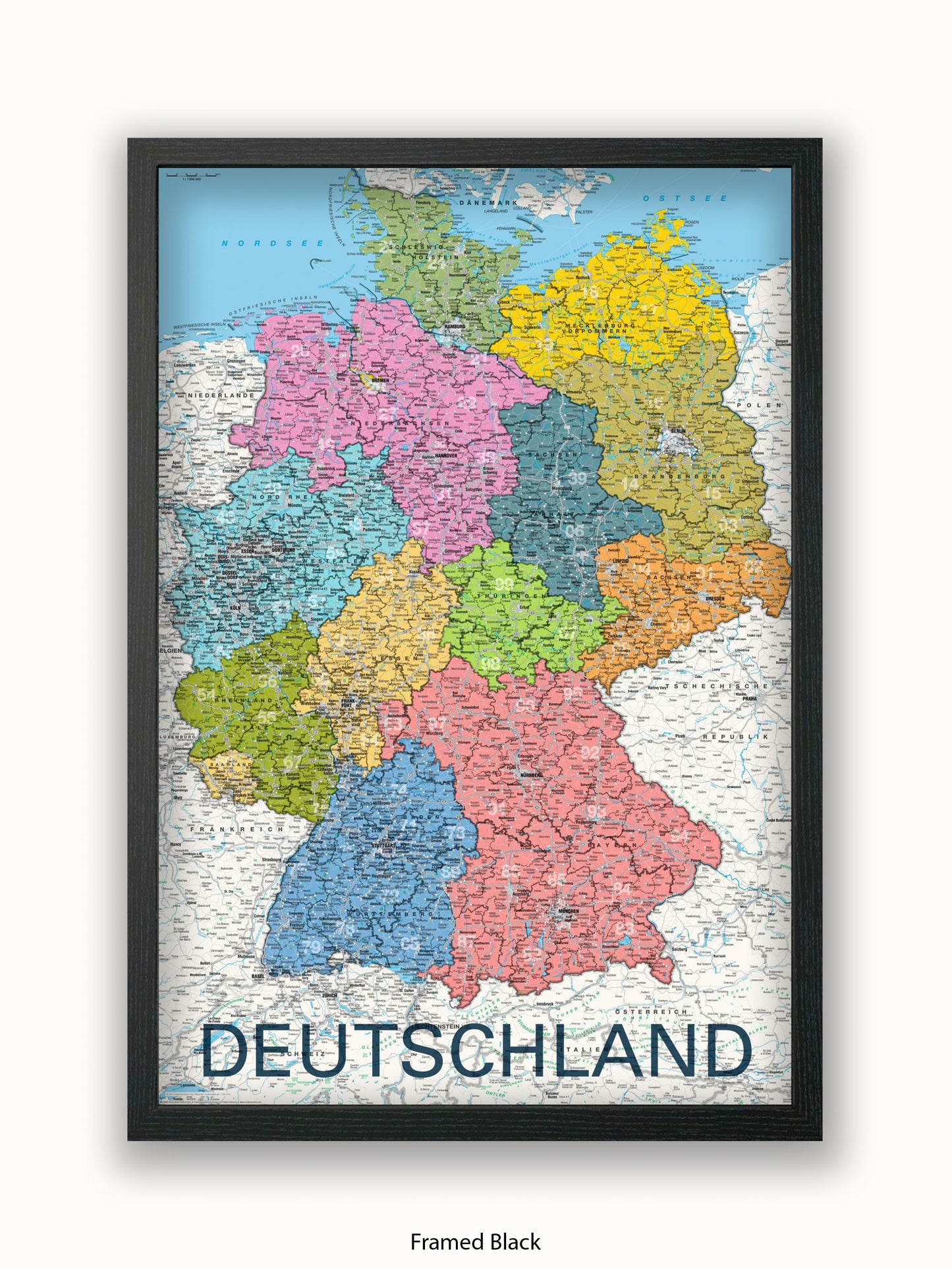 Deutschland Map German Language Poster
