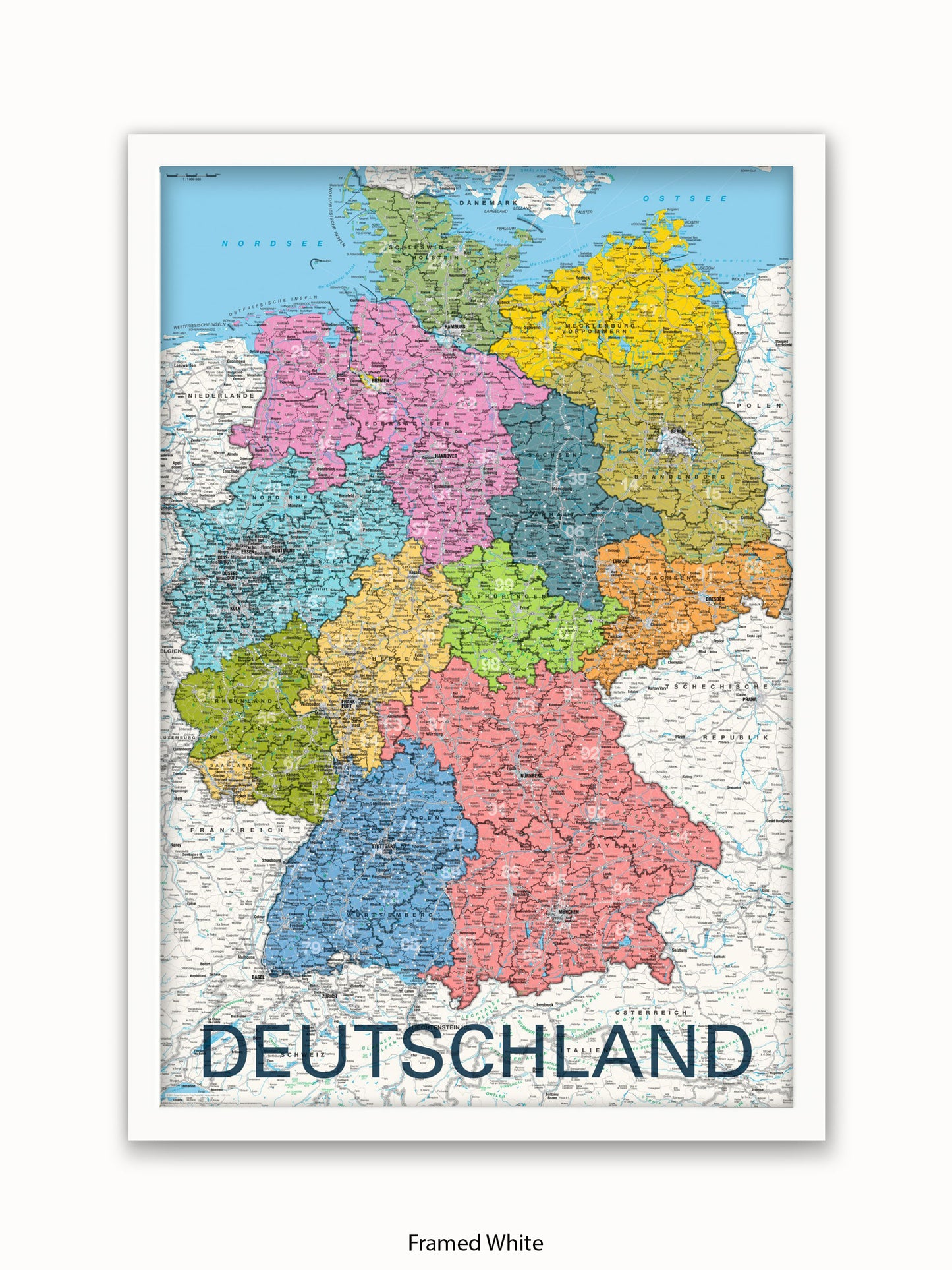 Deutschland Map German Language Poster