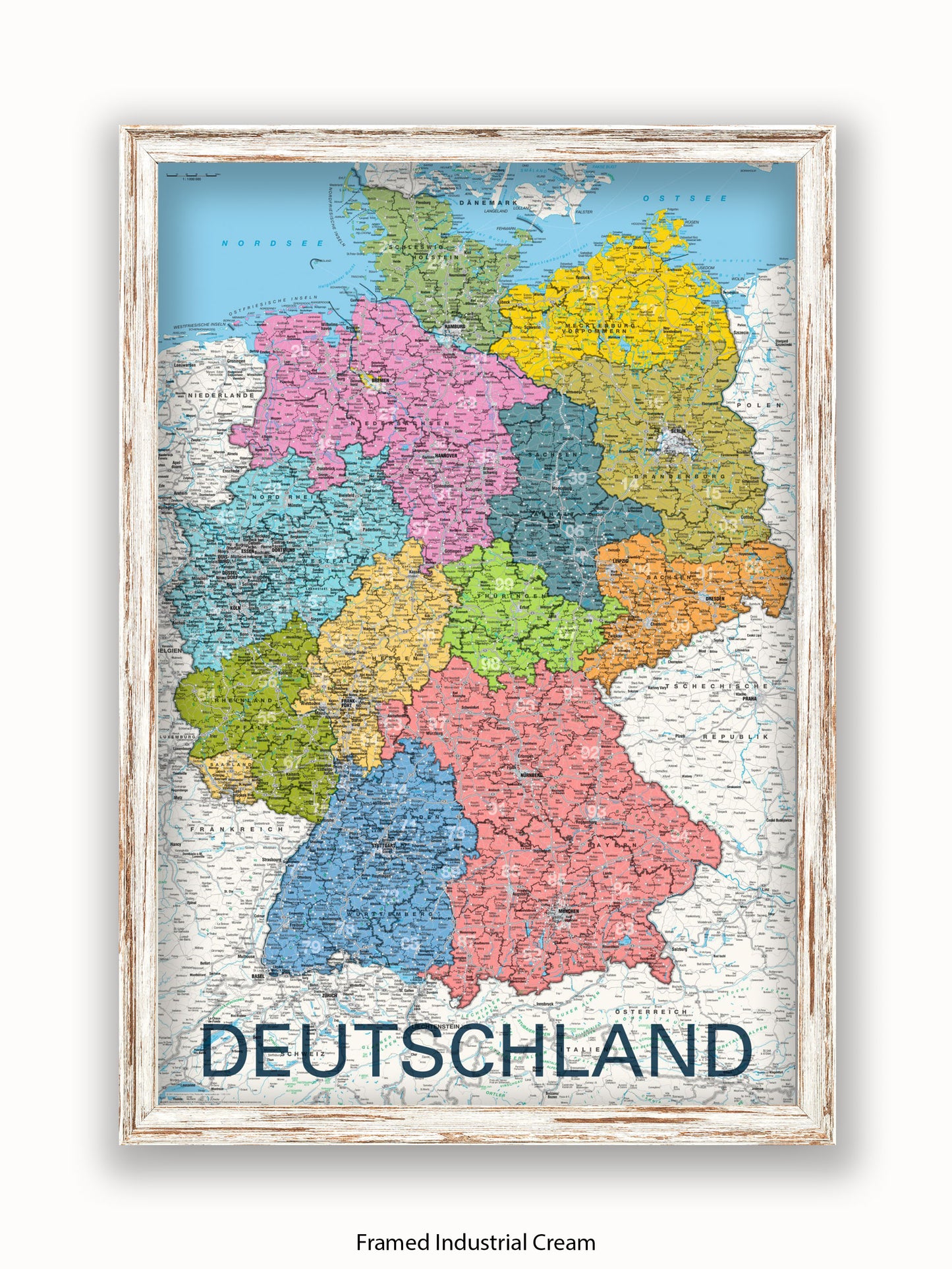 Deutschland Map German Language Poster