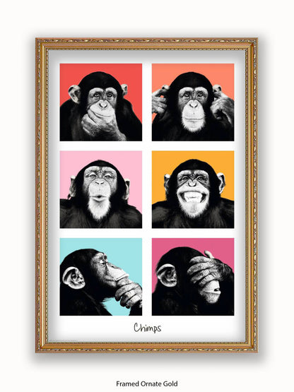 Chimps Pop Art Poster