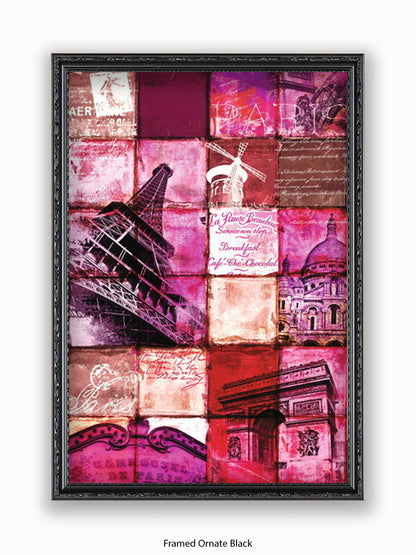 Paris Patchwork Collage Poster