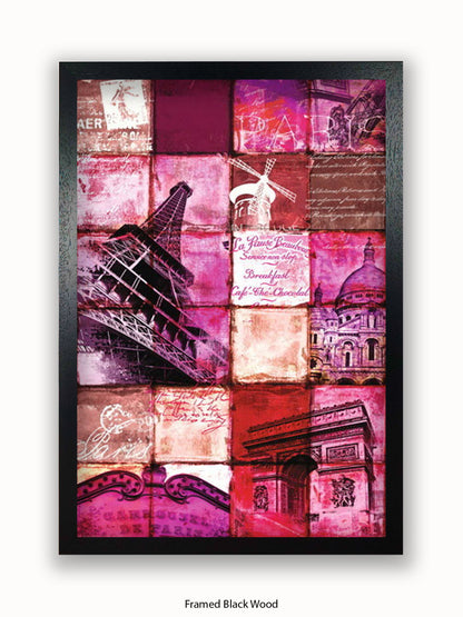 Paris Patchwork Collage Poster