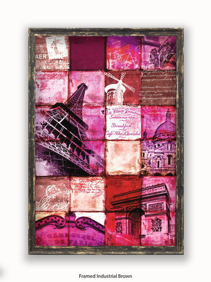 Paris Patchwork Collage Poster