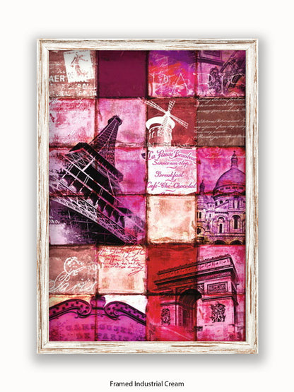 Paris Patchwork Collage Poster