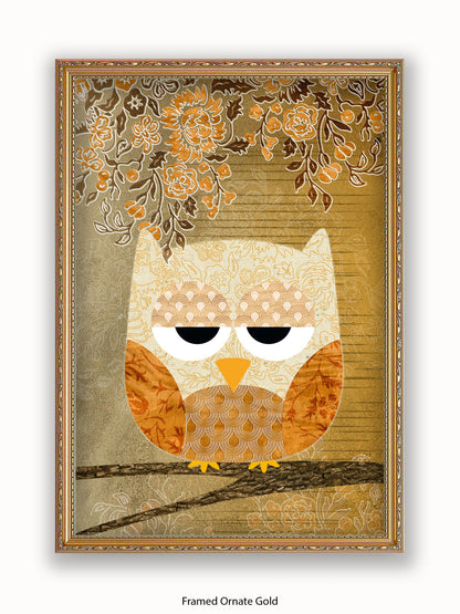 Owl Antique Poster