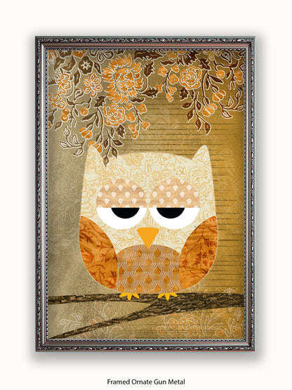 Owl Antique Poster