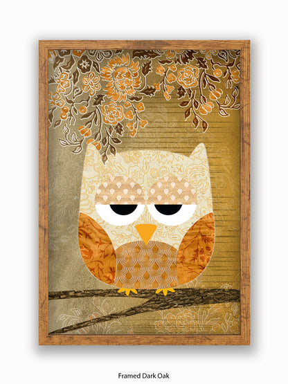 Owl Antique Poster