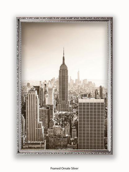 New York At Dawn Sepia Poster