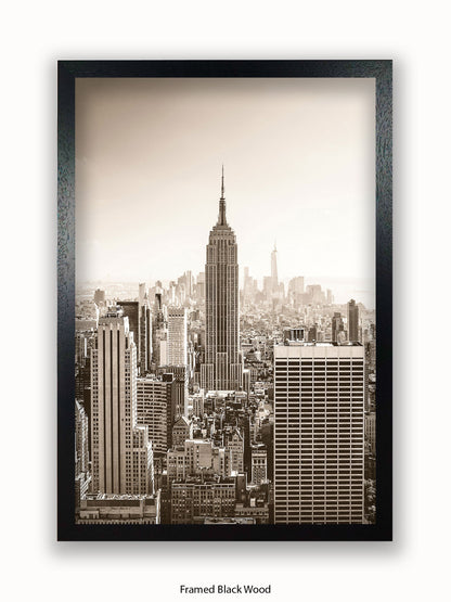 New York At Dawn Sepia Poster