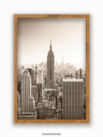 New York At Dawn Sepia Poster