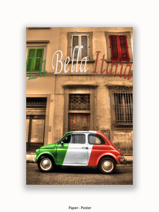 La Bella Italia Fiat Car Poster