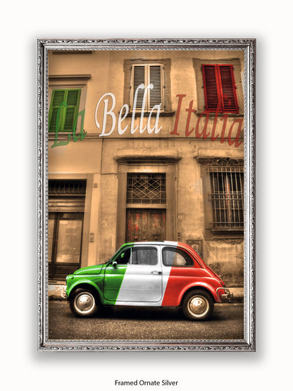 La Bella Italia Fiat Car Poster