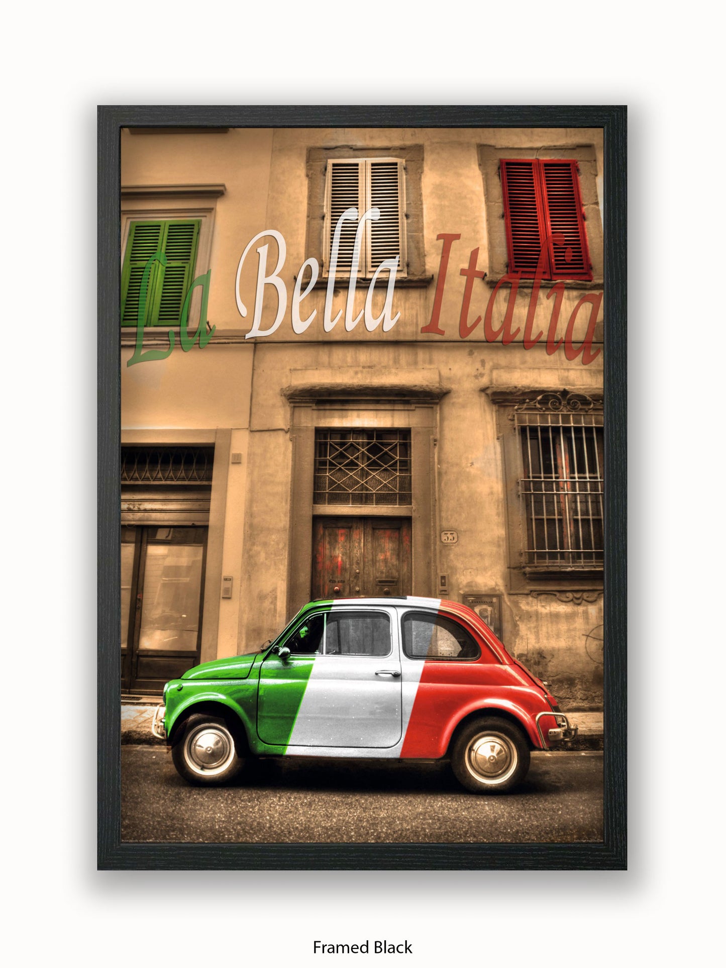 La Bella Italia Fiat Car Poster