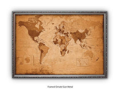 World Map GERMAN LANGUAGE Poster Vintage Style Poster