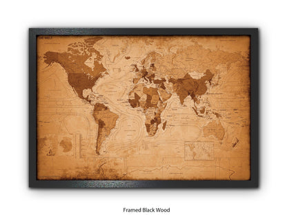 World Map GERMAN LANGUAGE Poster Vintage Style Poster