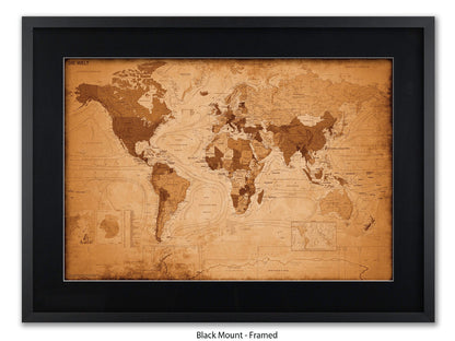World Map GERMAN LANGUAGE Poster Vintage Style Poster