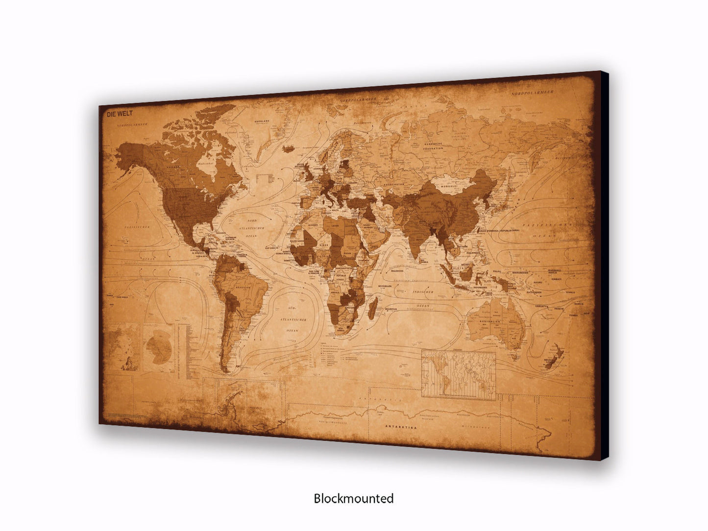 World Map GERMAN LANGUAGE Poster Vintage Style Poster