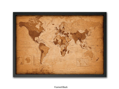 World Map GERMAN LANGUAGE Poster Vintage Style Poster