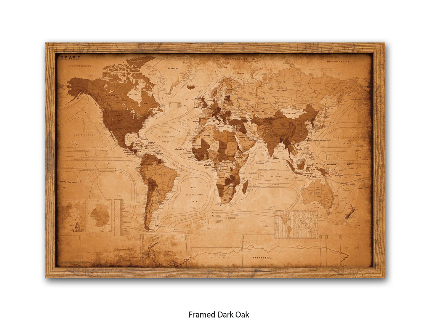 World Map GERMAN LANGUAGE Poster Vintage Style Poster
