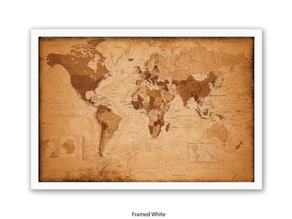 World Map GERMAN LANGUAGE Poster Vintage Style Poster